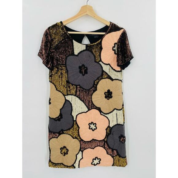 French Connection 0 Fauna Fantasy Sequined Shift Dress - Picture 2 of 6